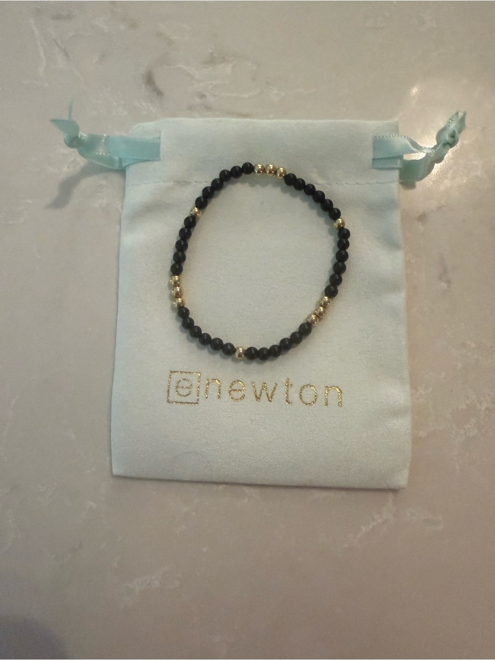 ENewton Black and Gold Faceted Bead Stretch Bracelet 6.25